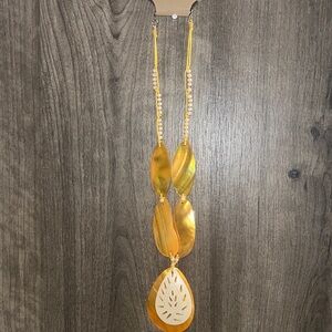 Coldwater Creek Gold Leaf Iridescent Pendant Necklace